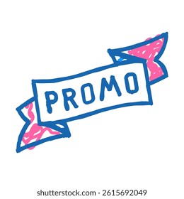 ribbon promo doodle icon sketch vector. ribbon promo sign. isolated symbol illustration