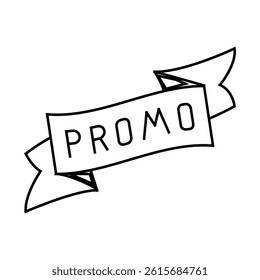 ribbon promo line icon vector. ribbon promo sign. isolated contour symbol black illustration