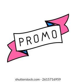 ribbon promo line icon vector. ribbon promo sign. isolated symbol illustration
