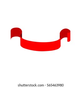Ribbon red award sign. Emblem modern symbol of award. Blank sticker labeling. Elegant form of the logo for sale. Colorful template for badge, tag , wrapping etc. Design element. Vector illustration