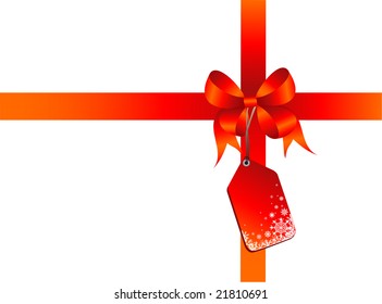 ribbon / red bow / with card / vector illustration