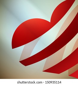 Ribbon red heart with light. EPS 10