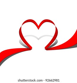 Ribbon red heart. Part of heart set. Vector art.