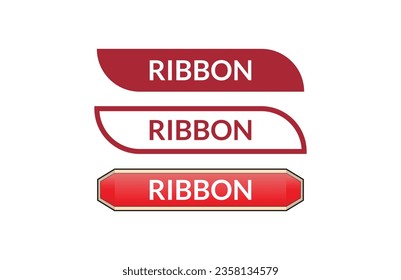 Ribbon red ribbon label banner set. Open available now sign or Ribbon tag.