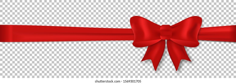 Ribbon red satin Bow on a Isolated background. Vector illustration