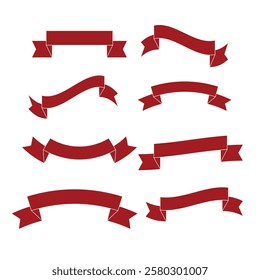 Ribbon Red silhouette icons vector set