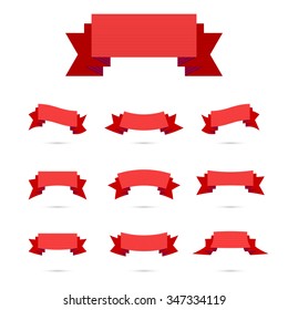 Ribbon Retro Art Set Isolated on White Background. Vector Illustration