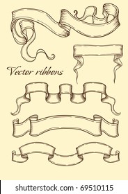 Ribbon in retro style. Vector illustration