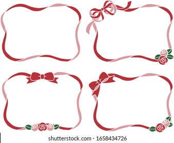 Ribbon and rose frame illustration