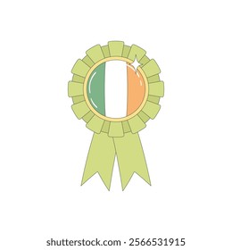 Ribbon rosette in the colors of the national flag of Ireland. Badge of the national holiday of Ireland, St. Patrick's Day.