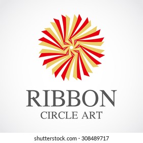 Ribbon round circle abstract vector logo design template art business party icon company creative identity symbol concept
