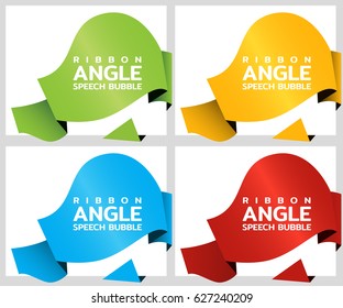 Ribbon rounded angle banners. Price tag template for catalog. Color stickers. Vector