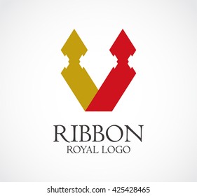 Ribbon royal of candle abstract vector and logo design or template romantic business icon of company identity symbol concept