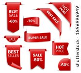 Ribbon sale badges, banners, price tags. Tags set. Vector badges and labels isolated.