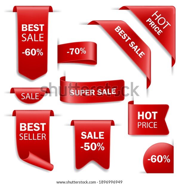 Ribbon sale badges, banners, price tags.\
Tags set. Vector badges and labels\
isolated.