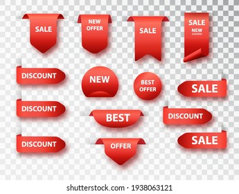 Ribbon sale banners, price tags, new offers collection. Label tags vector collection.
