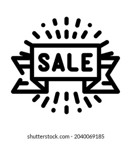 ribbon sale line icon vector. ribbon sale sign. isolated contour symbol black illustration