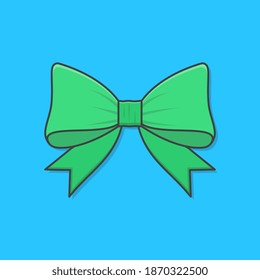 Ribbon Satin Bow Vector Icon Illustration. Gift Bows With Ribbon Flat Icon