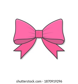 Ribbon Satin Bow Vector Icon Illustration. Gift Bows With Ribbon Flat Icon