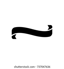 ribbon scrull icon, vector illustration, black sign on isolated background