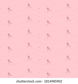 Ribbon seamless pattern on pastel pink background to support woman breast cancer awareness campaign in October