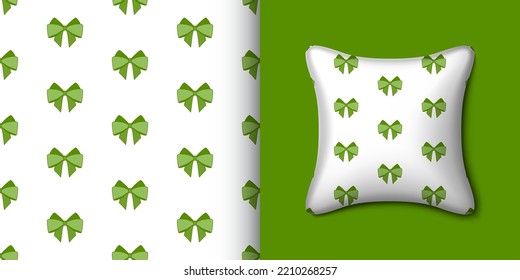 Ribbon seamless pattern with pillow. Vector illustration