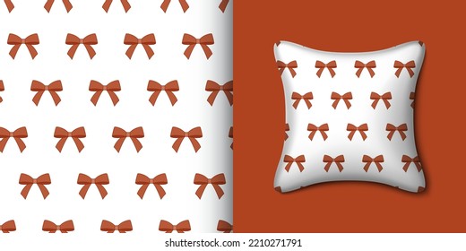 Ribbon seamless pattern with pillow. Vector illustration