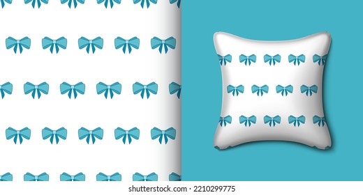 Ribbon seamless pattern with pillow. Vector illustration