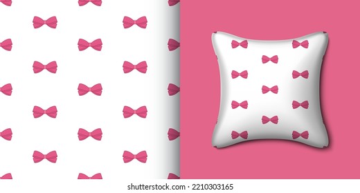 Ribbon seamless pattern with pillow. Vector illustration