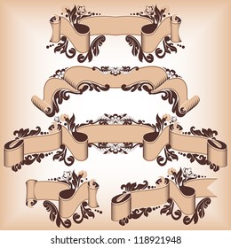 ribbon set in antique style with floral ornament.