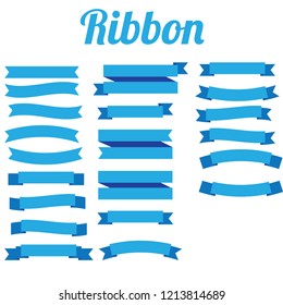 Ribbon Set Banner Blue Vector Fita Azul Vetor