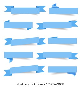 Ribbon  set with Blue color vector design element, illustrator