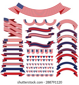 Ribbon set . Bunting pennants for Independence Day.