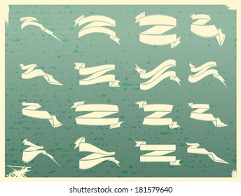 Ribbon set collection, isolated on green background.Fully editable and customizable.  