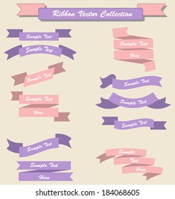 Ribbon set collection light pink and purple colors vector illustration