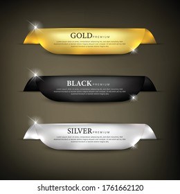 Ribbon set color gold and black Premium 