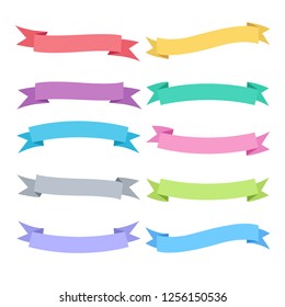 Ribbon  set with colorful vector design element, illustrator