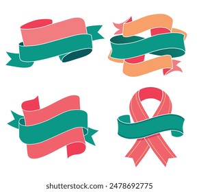 ribbon set ribbon element Modern simple ribbon collection Vector illustration