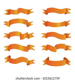 Ribbon set gold vector decoration design banner element illustration emblem isolated
