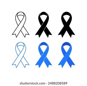 Ribbon set icons. Linear, Silhouette and Flat style. Vector icons.