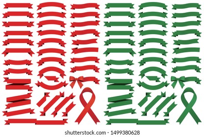 Ribbon Set red and green vector