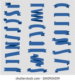 Ribbon Set In Transparent Background With Gradient Mesh, Vector Illustration