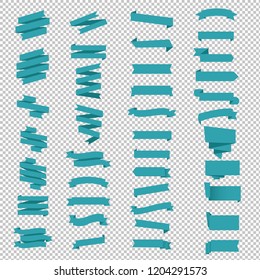 Ribbon Set In Transparent Background With Gradient Mesh, Vector Illustration