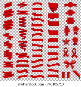 Ribbon Set In Transparent Background With Gradient Mesh, Vector Illustration
