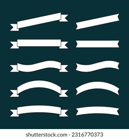 ribbon set vector isolated on green background