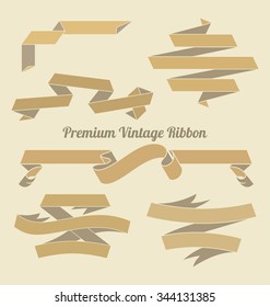 Ribbon. Set of Vintage Graphic Elements Beige.