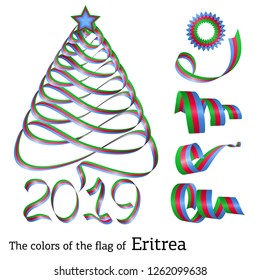 Ribbon in the shape of a Christmas tree with the colors of the flag of Eritrea