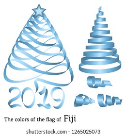 Ribbon in the shape of a Christmas tree with the colors of the flag of Fiji