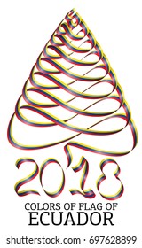 Ribbon in the shape of a Christmas tree with the colors of the flag of Ecuador