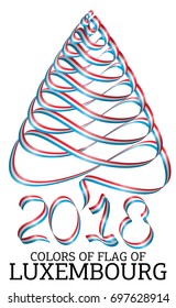 Ribbon in the shape of a Christmas tree with the colors of the flag of Luxembourg